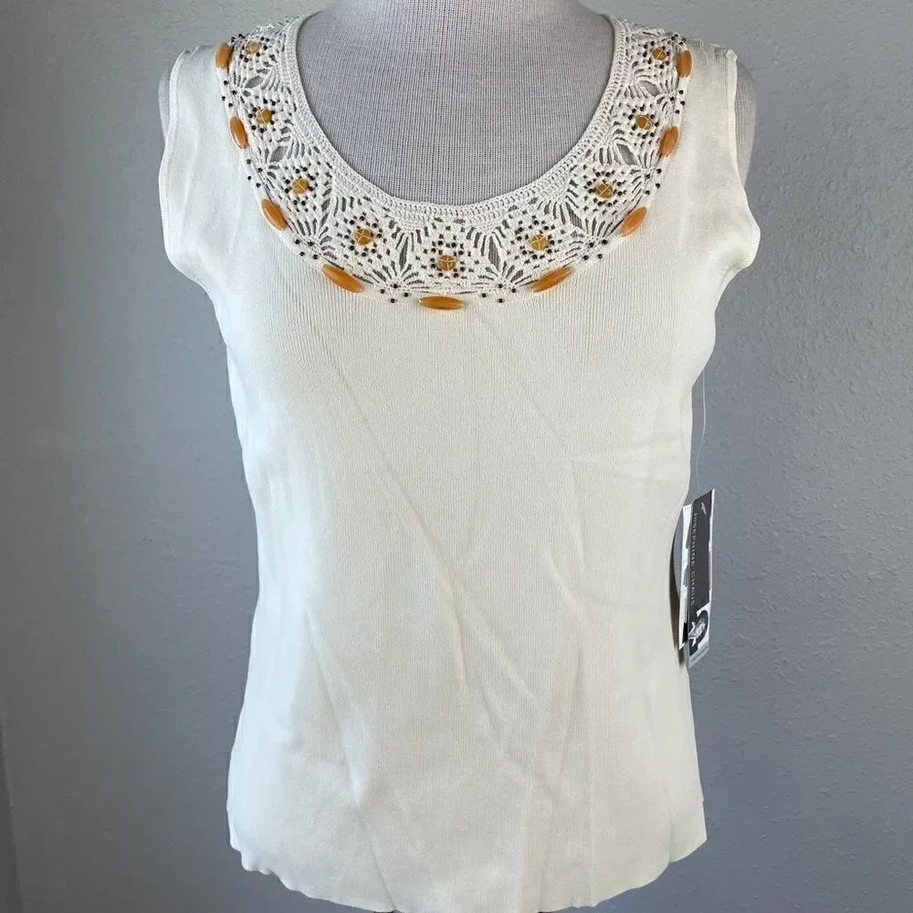 NWT Josephine Chaus Cream Tank Top Size L